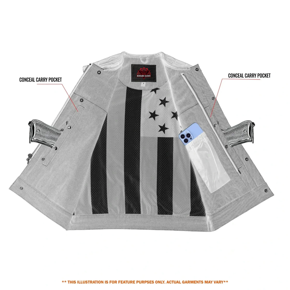 HiveOps Mens Denim Motorcycle Vest