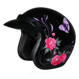 custom 3/4 motorcycle helmets GDM RENEGADE Open Face Helmet Vintage Matte Black Medium / Matte Black / Clear Our Maywood II Sun Shield H31 Three Hand Painted Motorcycle Helmet Cruiser