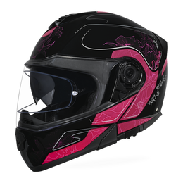 Daytona Glide Modular Motorcycle Helmet - DOT Approved, Bluetooth Ready, Dual Visor, Men/Women/Youth - W/ Flowers