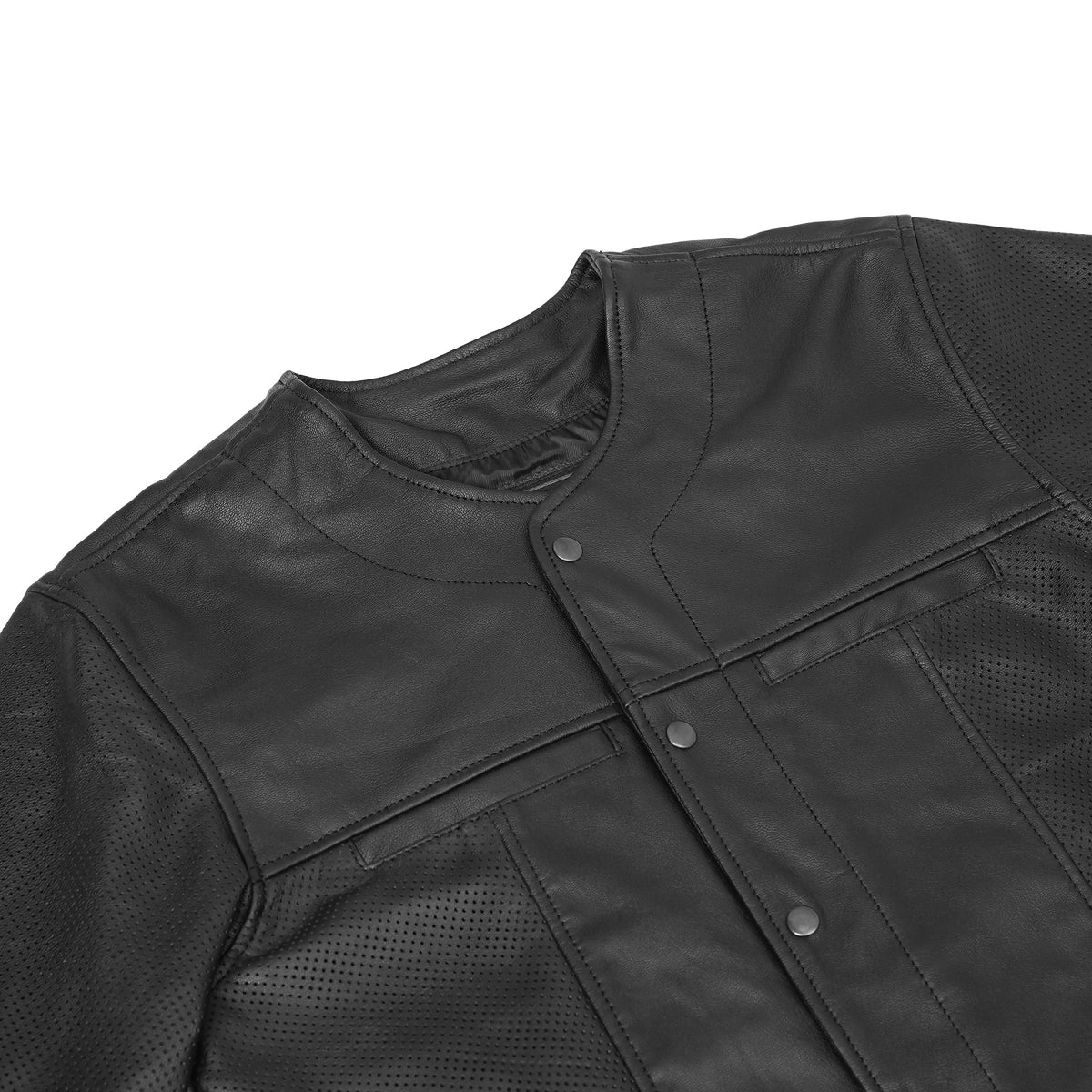 Jeter Men's Leather Motorcycle Shirt - Black