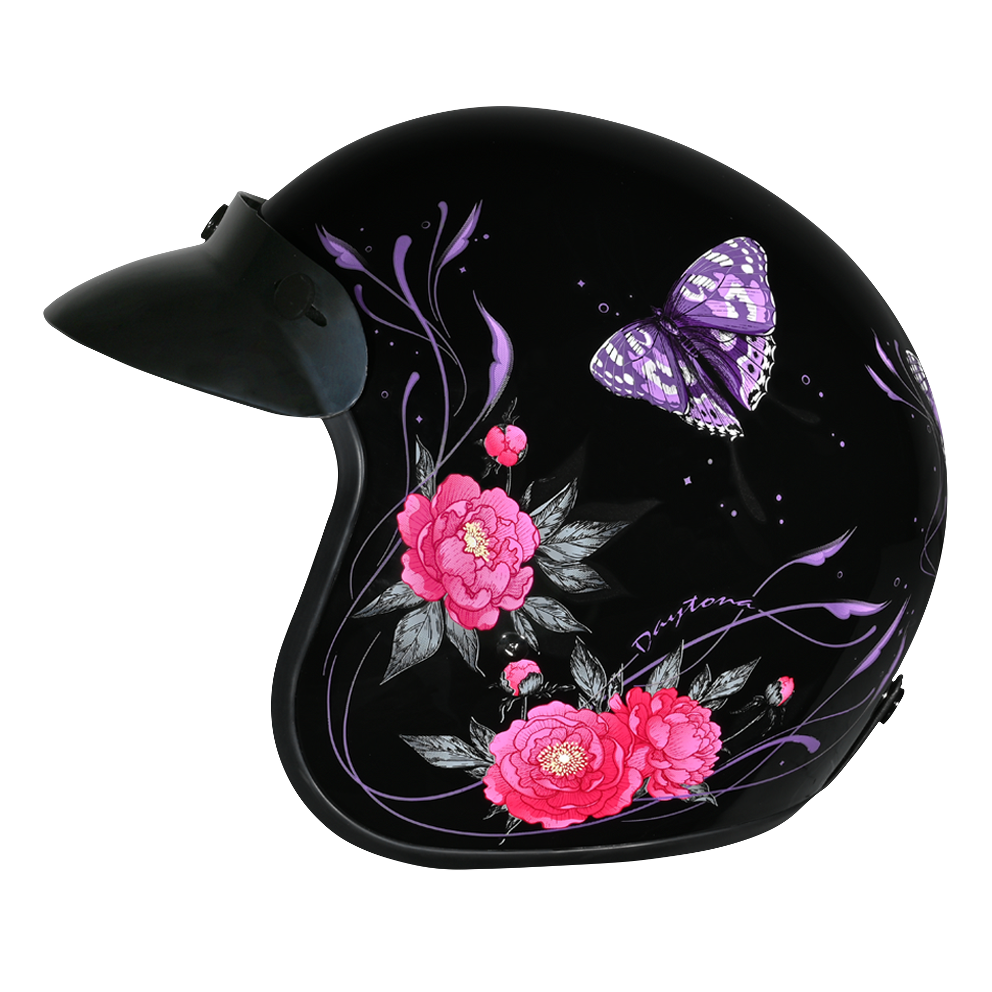 DOT Approved Daytona Cruiser Open Face Motorcycle Helmet - Men, Women & Youth - With Visor & Graphics