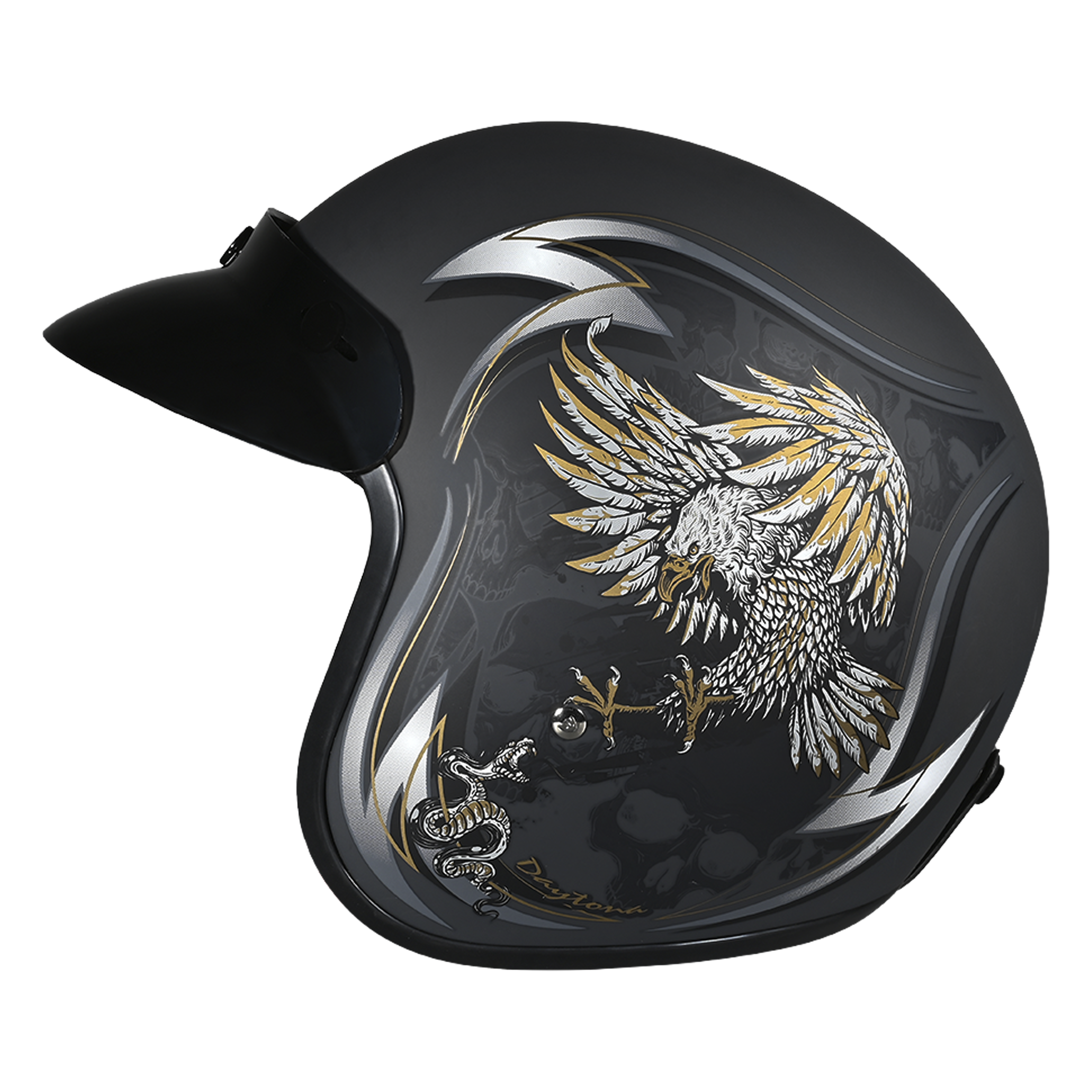 DOT Approved Daytona Cruiser Open Face Motorcycle Helmet - Men, Women & Youth - With Visor & Graphics - W/ Wild Soul
