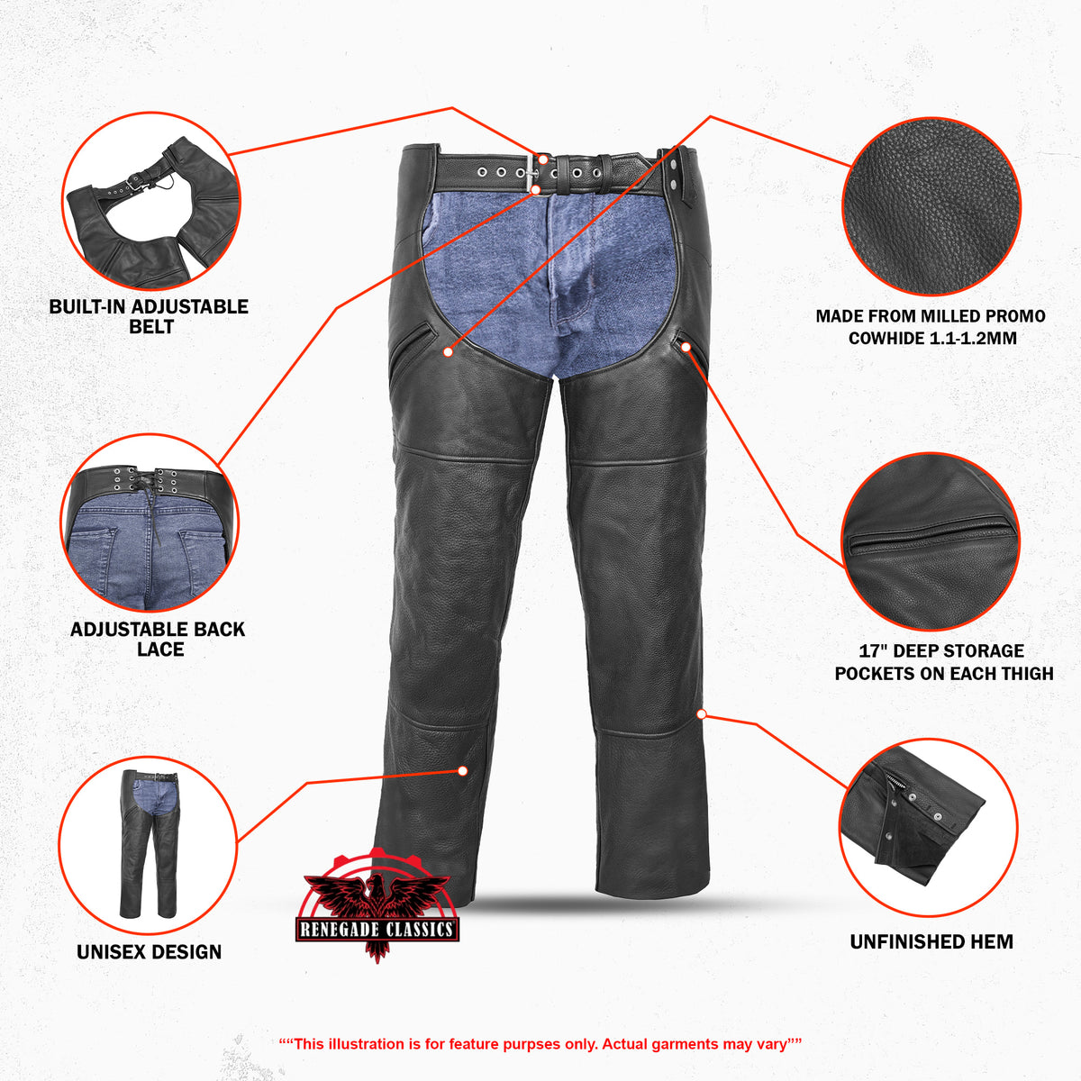 Latigo™ Unisex Leather Motorcycle Chaps