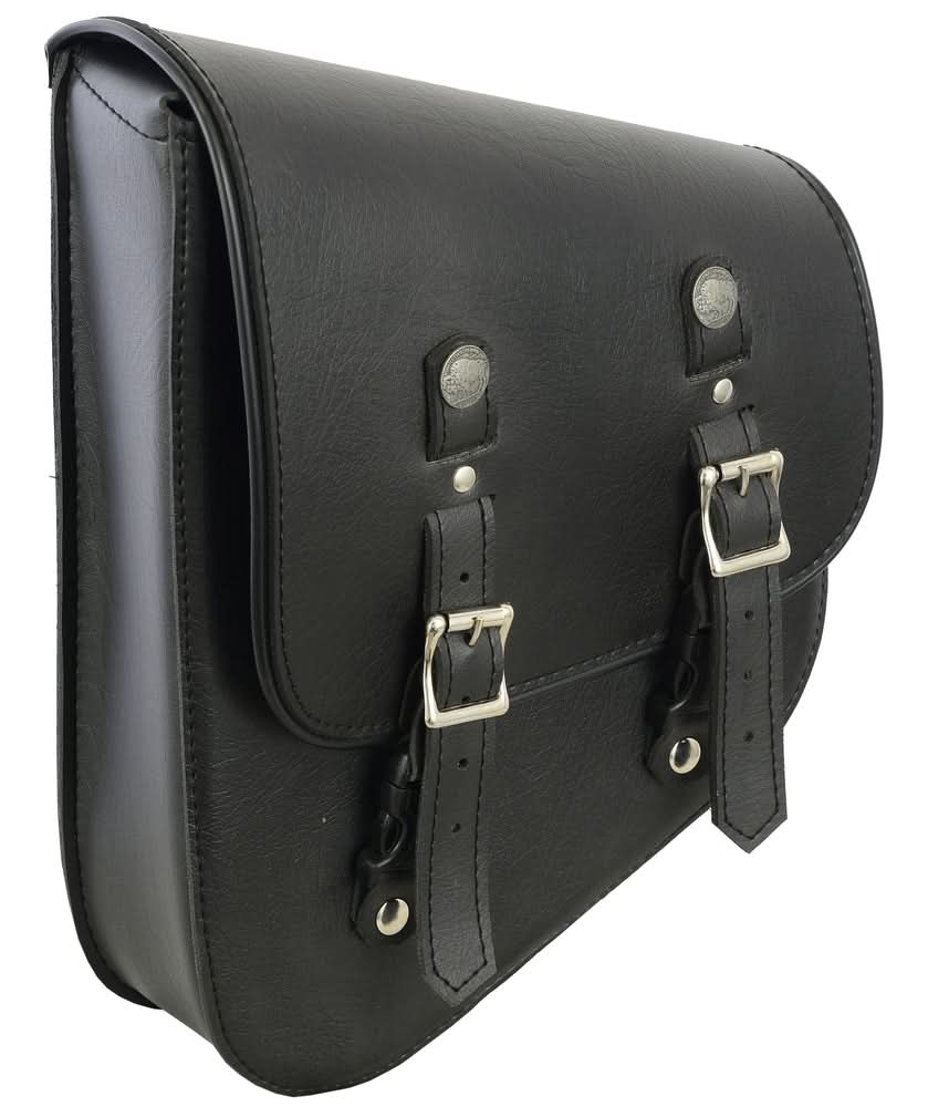 Left Side Synthetic Leather Swing Arm Bag W/ Buffalo Snaps