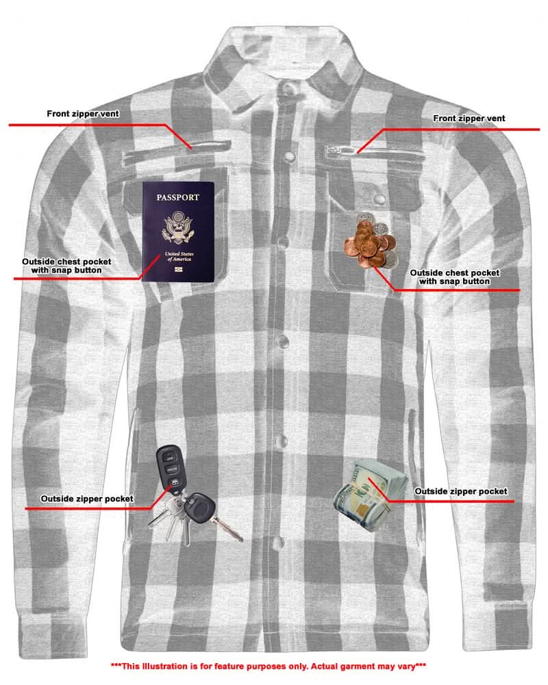 Lumberjack Men's Armored Motorcycle Flannel Shirt - Blue
