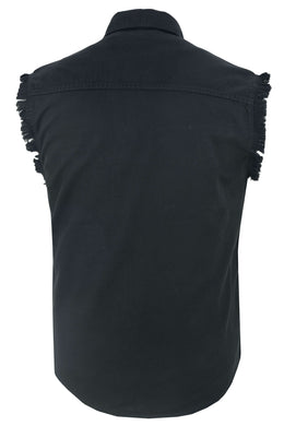 Men's Black Lightweight Sleeveless Mens Denim Shirt