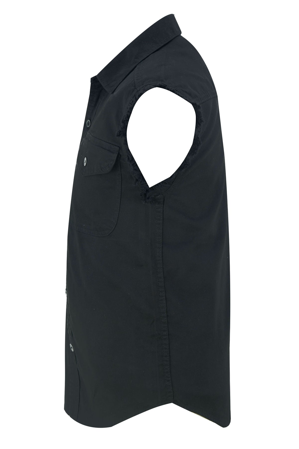 Men's Black Lightweight Sleeveless Mens Denim Shirt