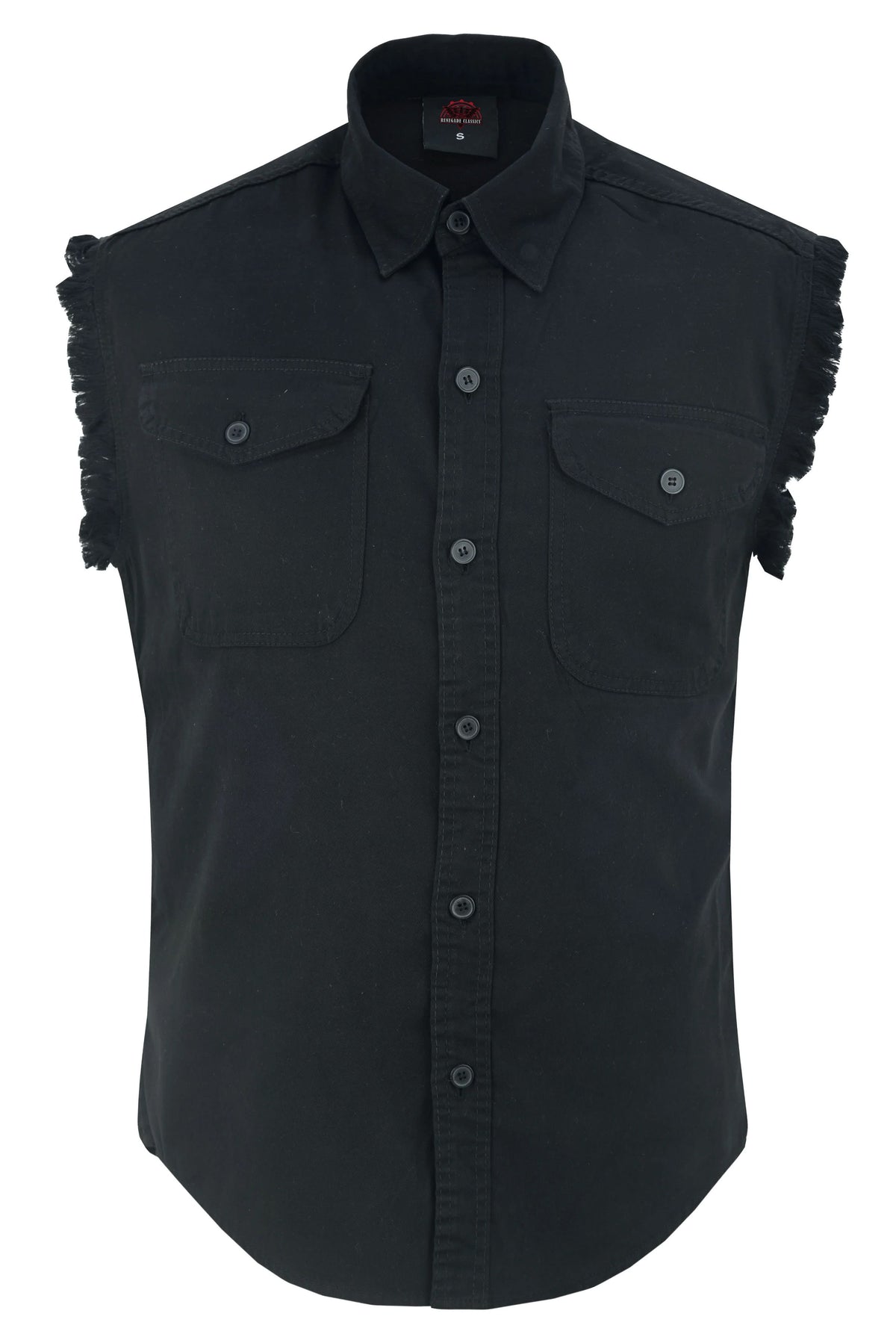 Men's Black Lightweight Sleeveless Mens Denim Shirt
