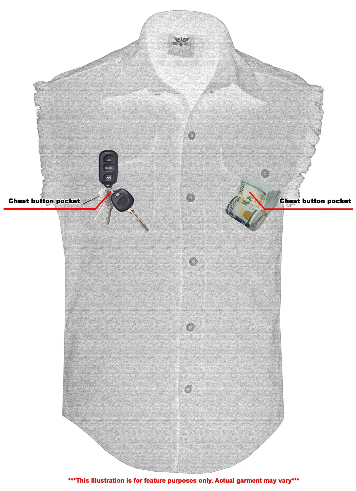 Men's Black Lightweight Sleeveless Mens Denim Shirt