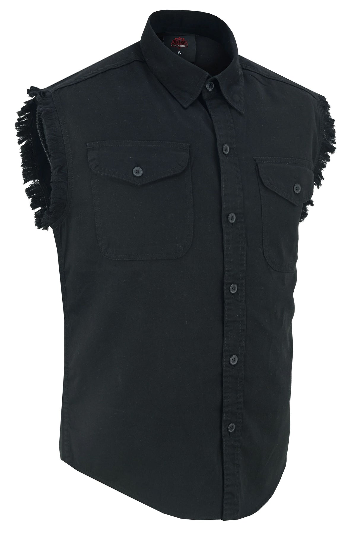 Men's Black Lightweight Sleeveless Mens Denim Shirt