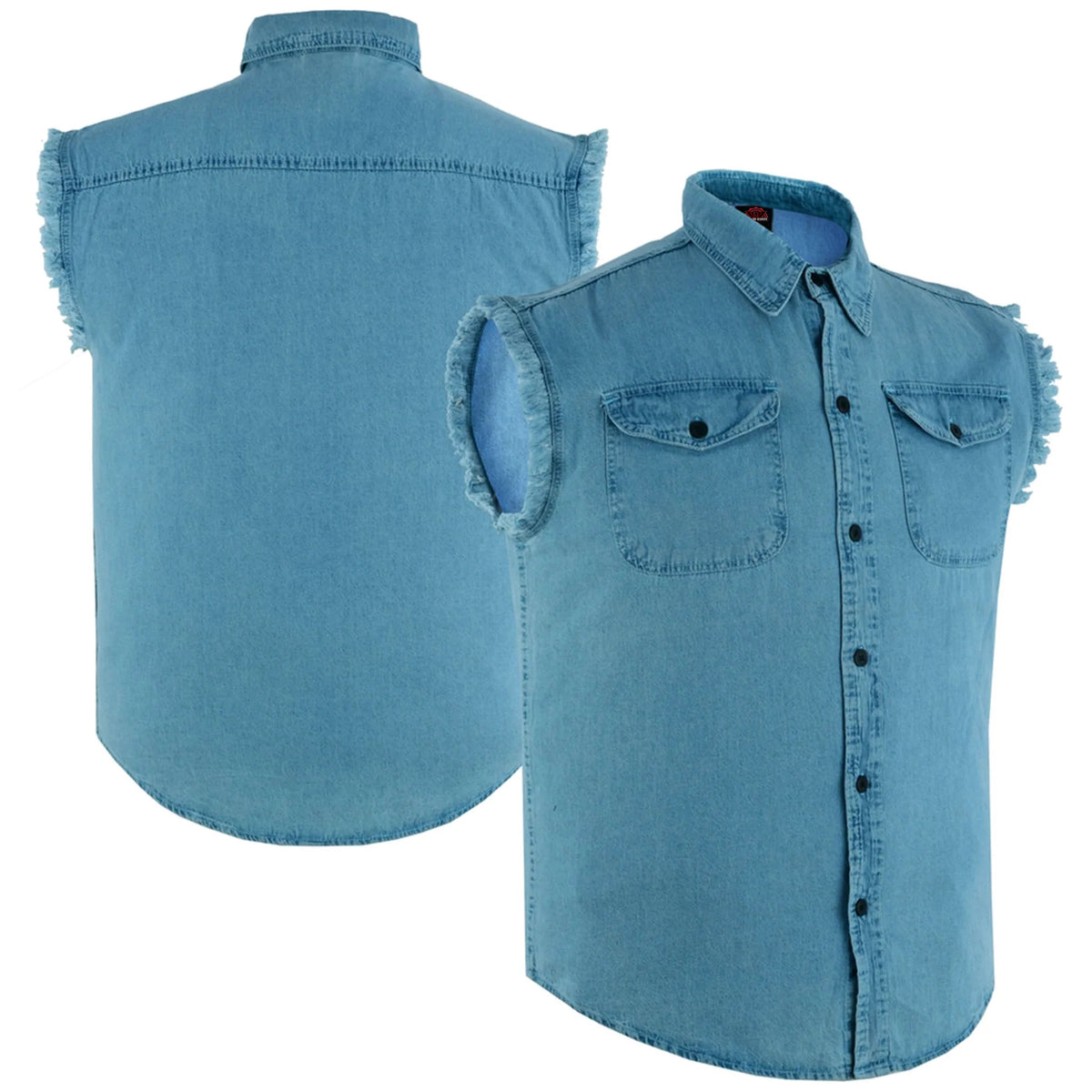 Men's Blue Lightweight Sleeveless Mens Denim Shirt