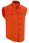 Men's Orange Lightweight Sleeveless Mens Denim Shirt