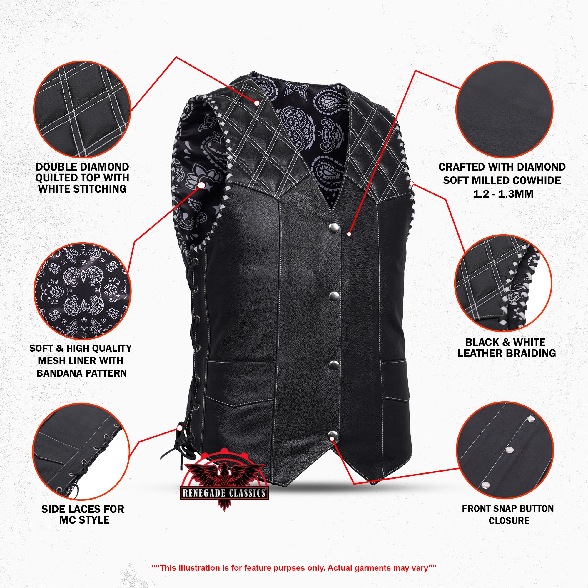 Velrik Mens Leather Motorcycle Vest