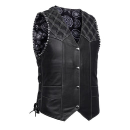 Velrik Mens Leather Motorcycle Vest