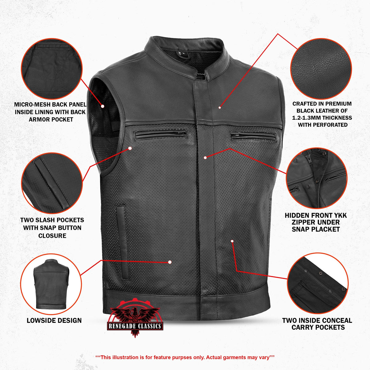 Gravel Ghost Lowcut Mens Leather Motorcycle Vest