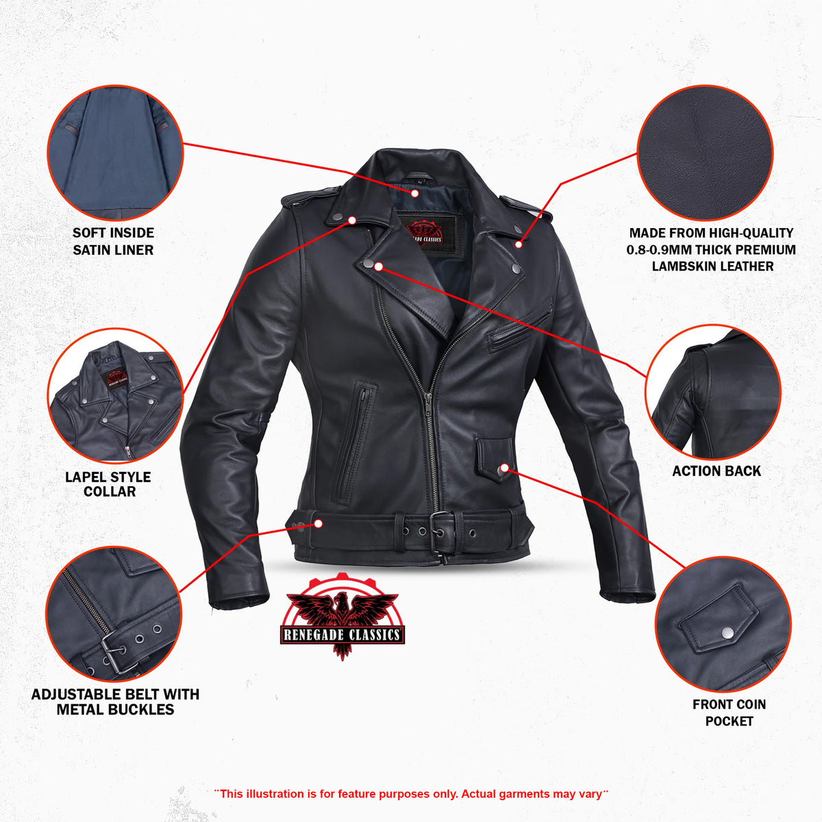 Madelyn™ Women's Leather Motorcycle Jacket - Features
