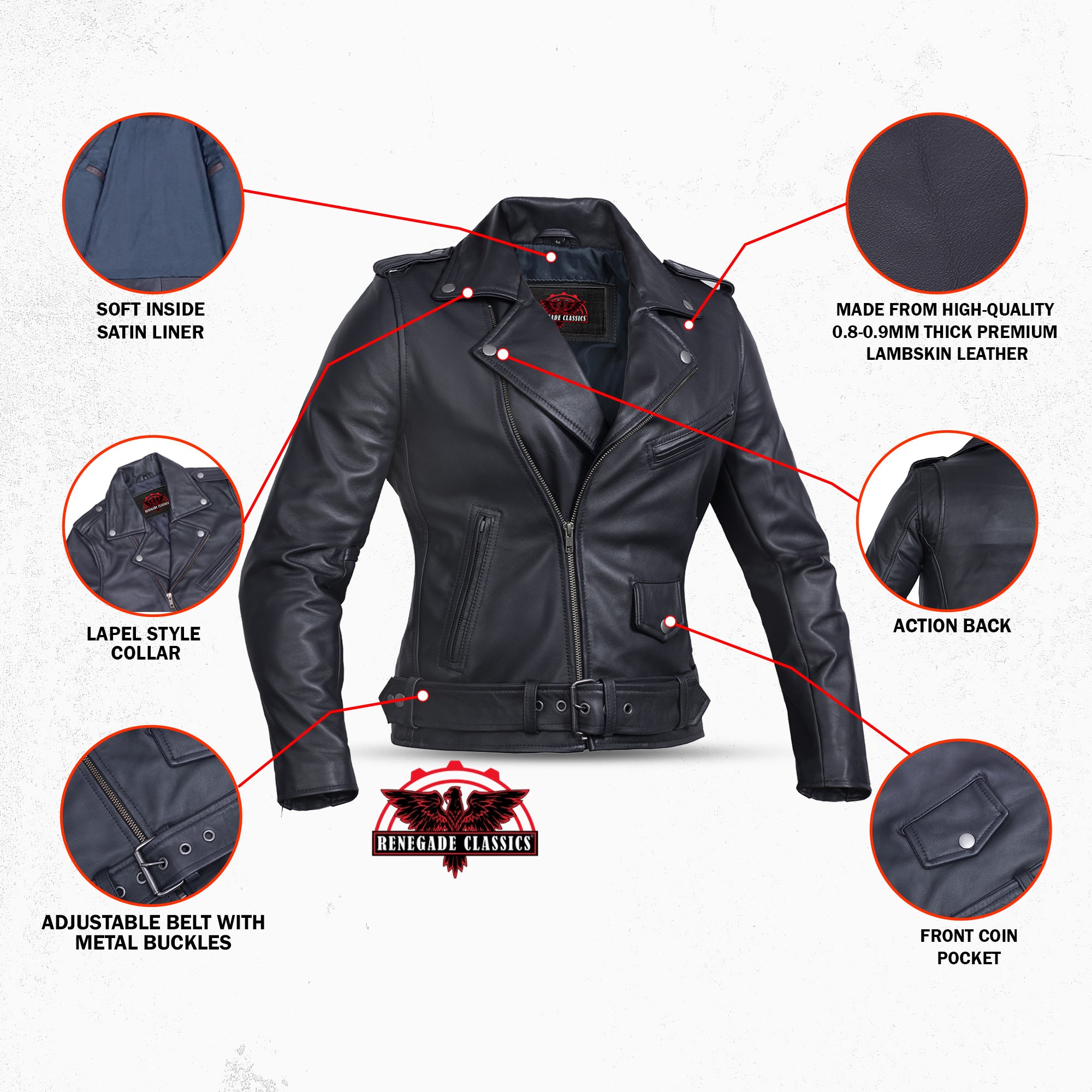 Moonlight™ Women's Navy Blue Fashion Leather Jacket
