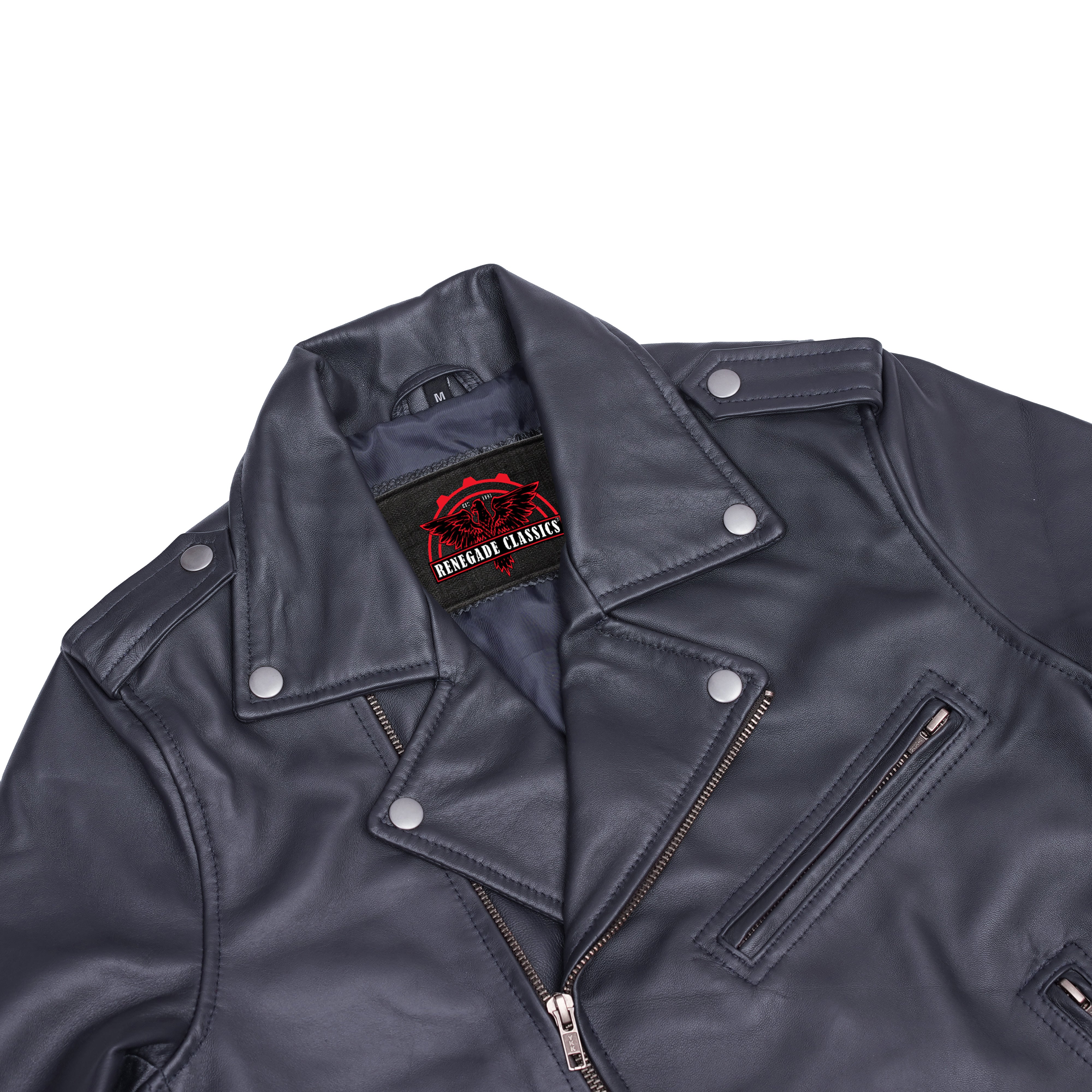 Moonlight™ Women's Navy Blue Fashion Leather Jacket