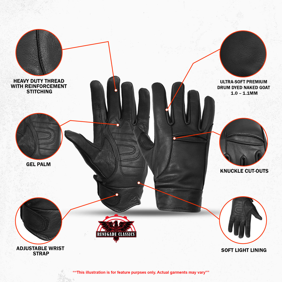 Moto Pro™ Men's leather motorcycle gloves -Black