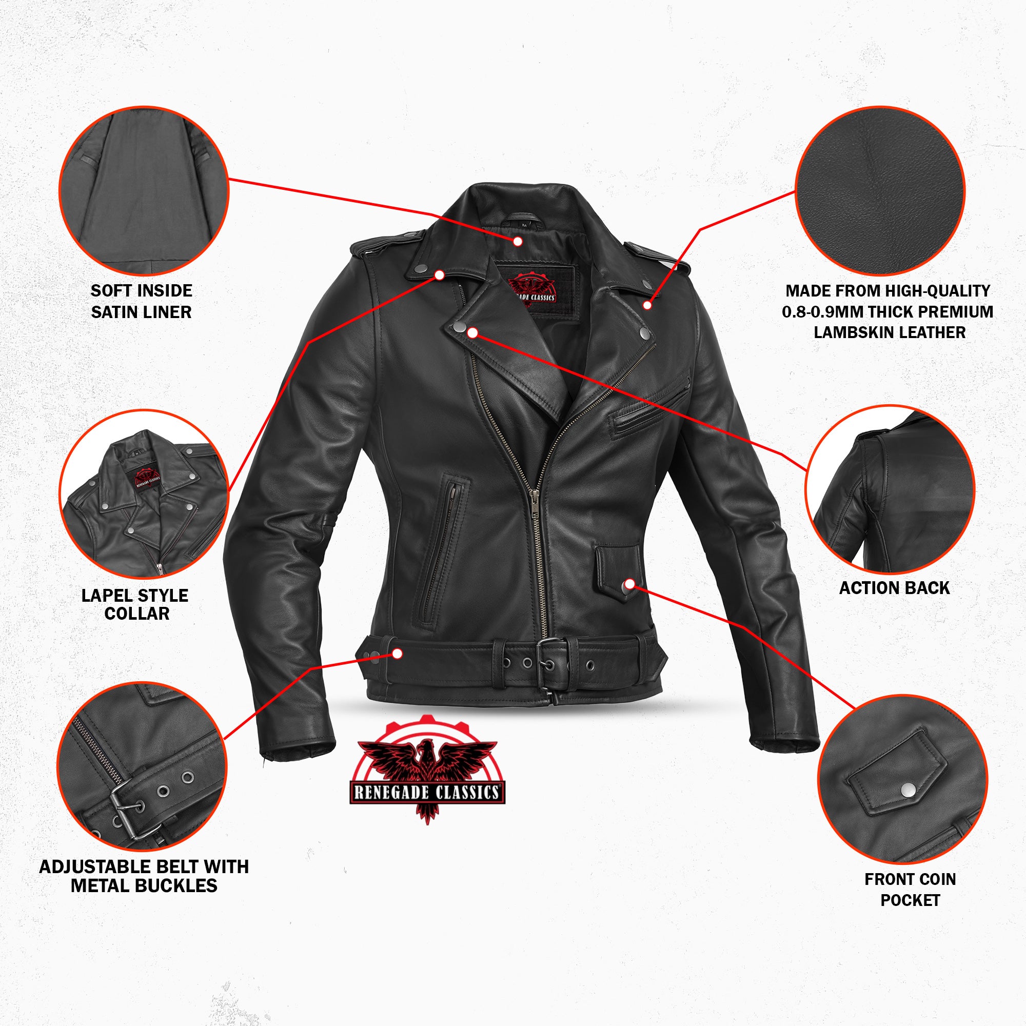 Night Shine™ Women's Black Fashion Leather Jacket