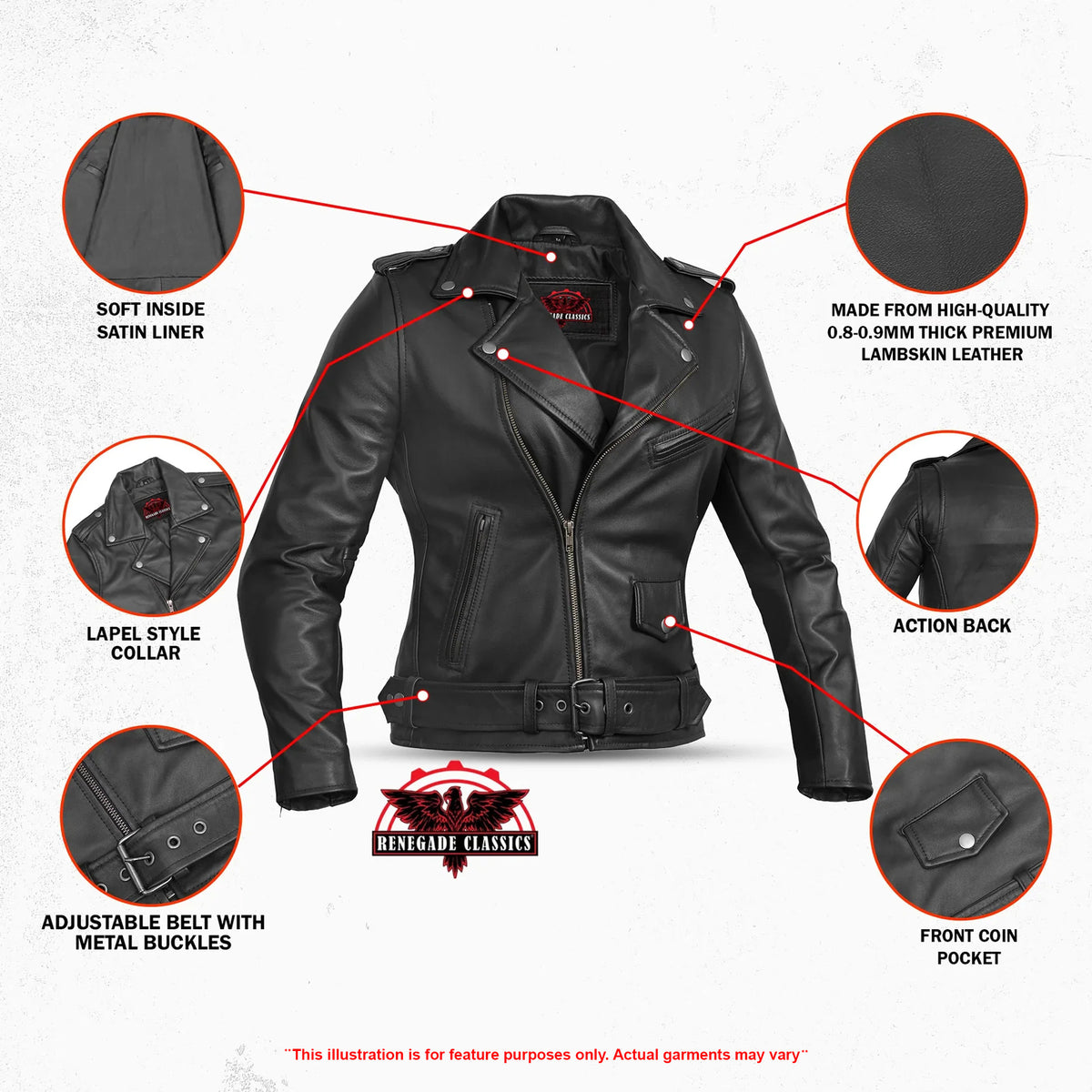 Skylar™ Women's Leather Motorcycle Jacket - Features