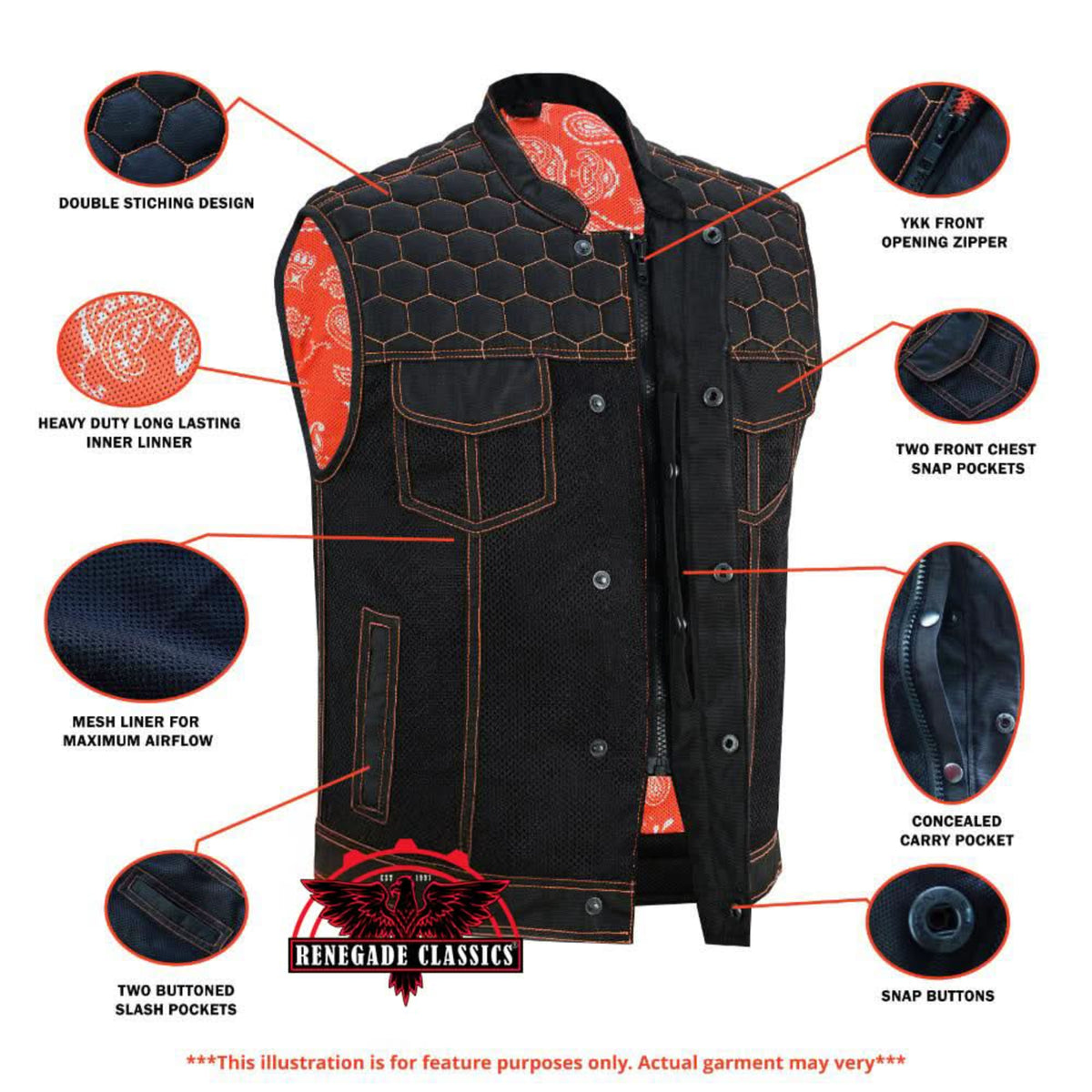 Night Tiger™ Mens Mesh Motorcycle Vest