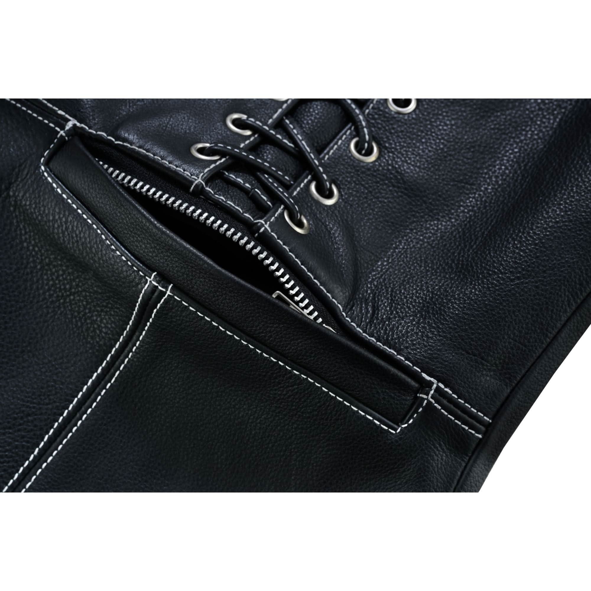 Night Edge Black Ladies Vest Womens Leather Vests Renegade Classics