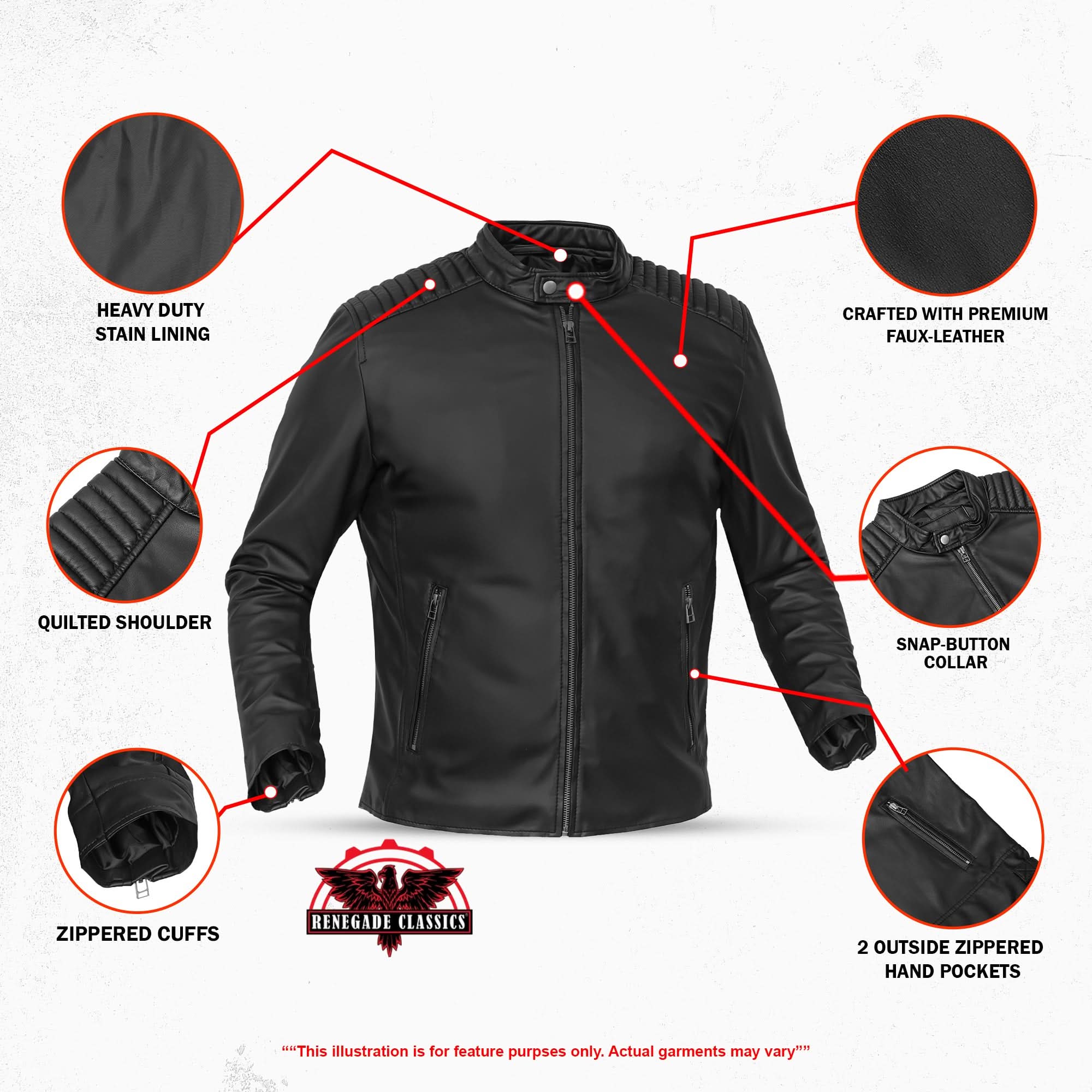 Rivet Soul™ Men’s Faux Leather Motorcycle Jacket