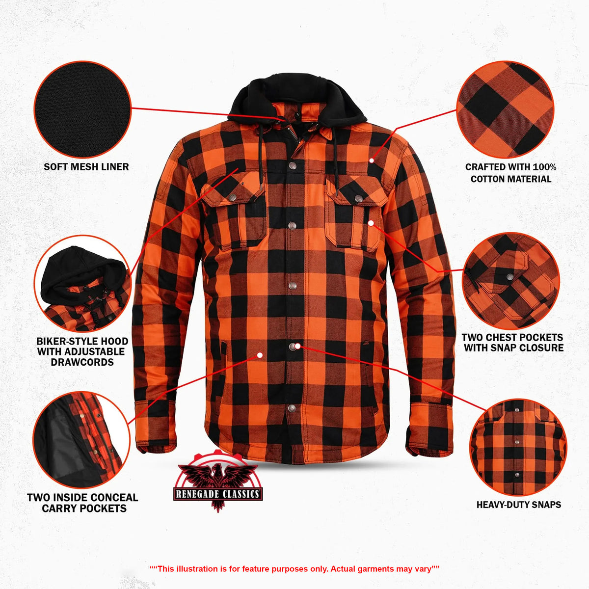 Reaper Men's Flannel Motorcycle Shirt - Features