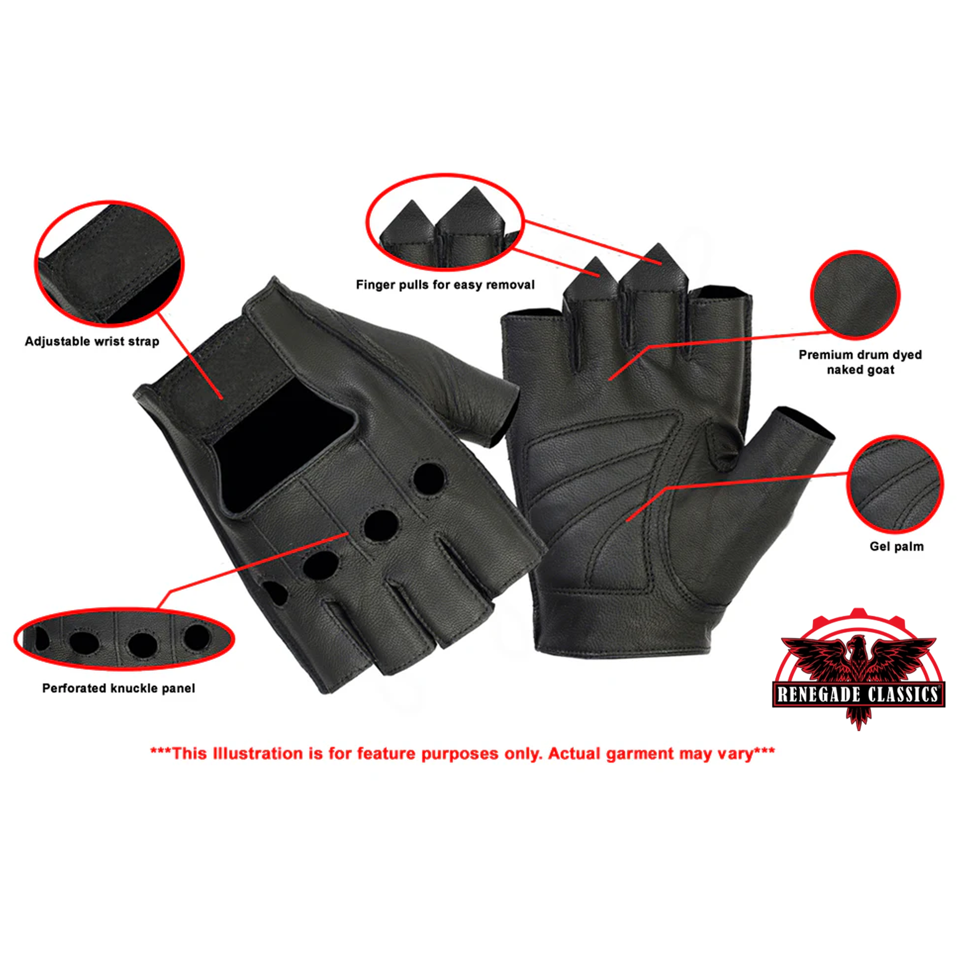 PerfoMax™  Men's  leather Fingerless gloves