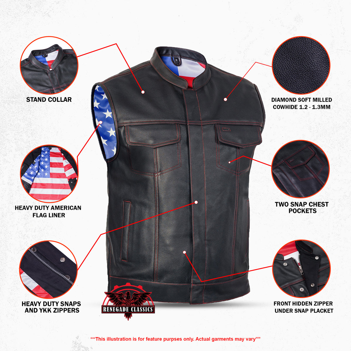 Pride Mens Leather Motorcycle Vest