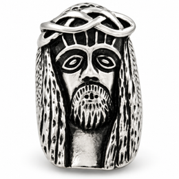 R125 Stainless Steel Jesus Face Skull Biker Ring