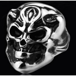 R129 Stainless Steel Smiling Skull Biker Ring Rings Renegade Classics
