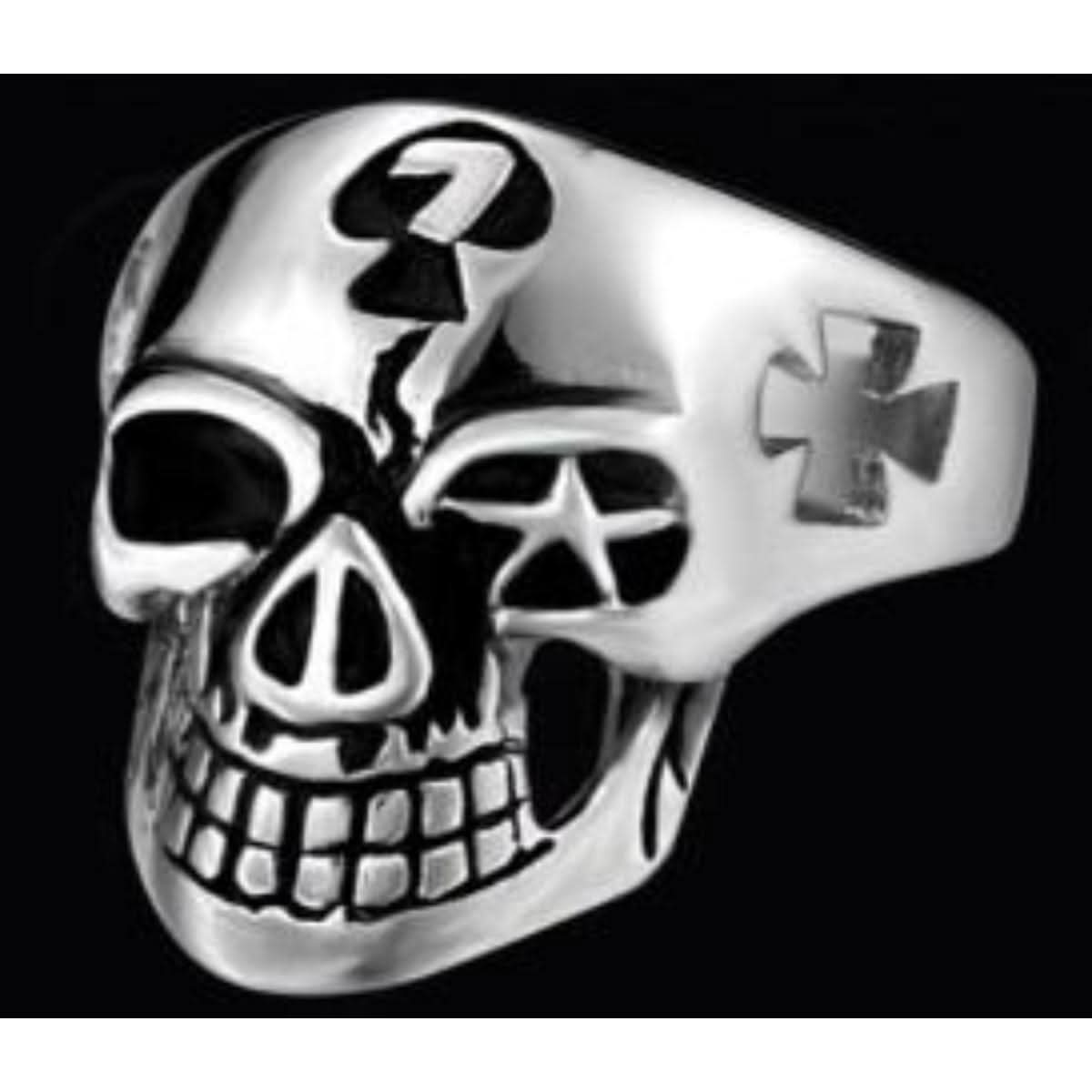 R135 Stainless Steel Symbols Skull Biker Ring Rings Renegade Classics