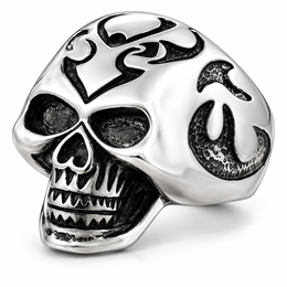 R137 Stainless Steel Big Head Skull Biker Ring