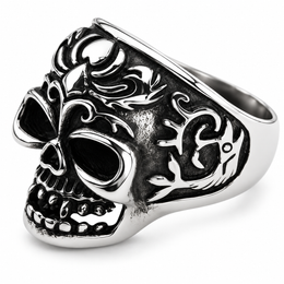 R145 Stainless Steel Fish Tail Skull Biker Ring