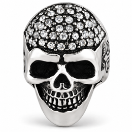 R155 Stainless Steel Diamond Head Biker Ring