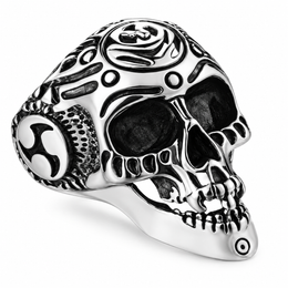 R164 Stainless Steel Laid Back Biker Ring