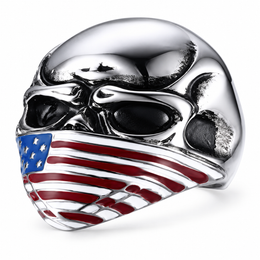 R165 Stainless Steel Flag Face Biker Ring