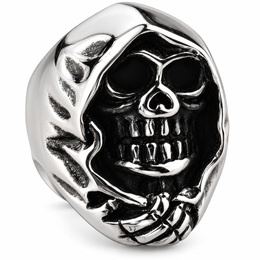 R172 Stainless Steel Grim Skull Biker Ring