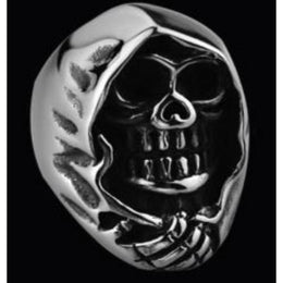 R172 Stainless Steel Grim Skull Biker Ring Rings Renegade Classics