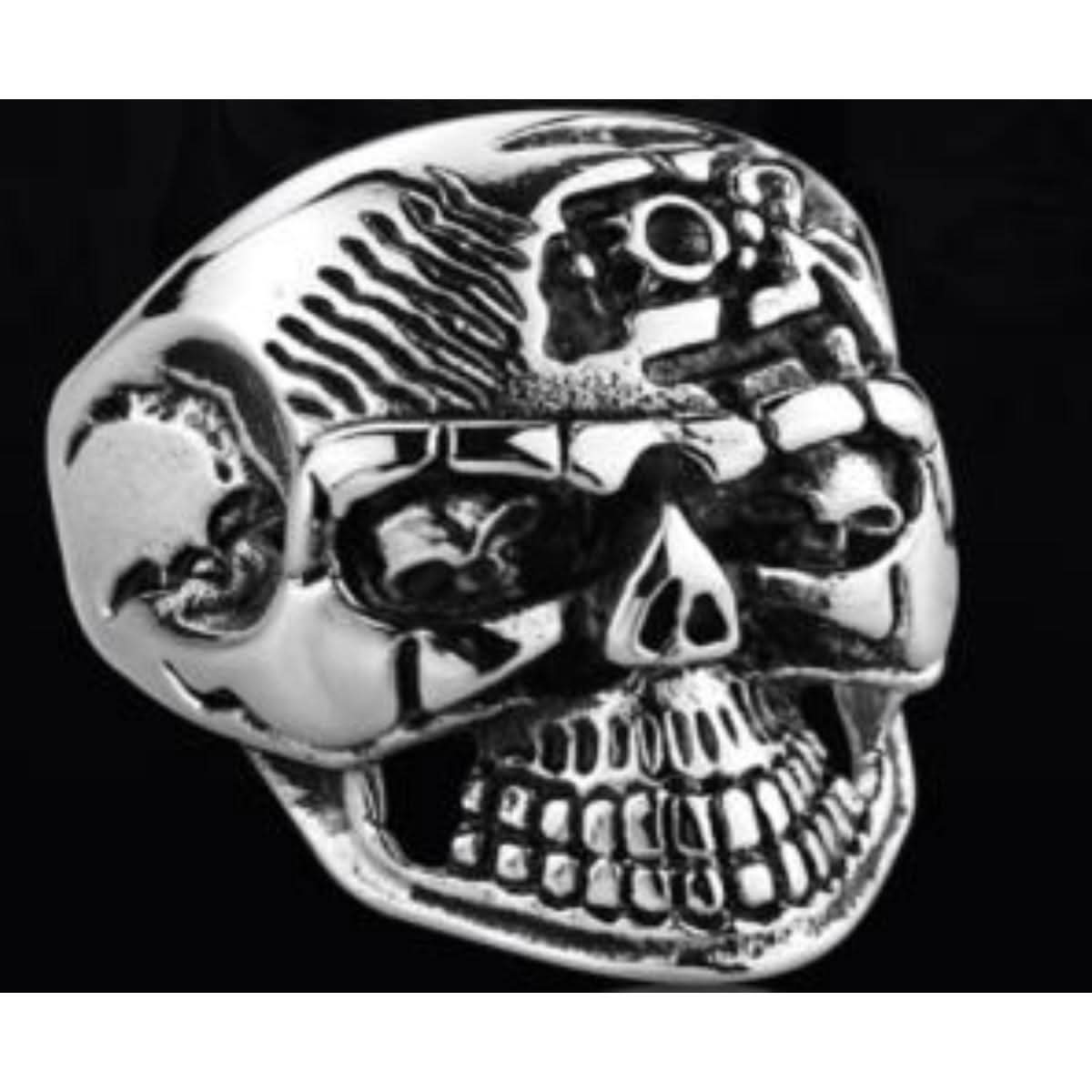 R173 Stainless Steel Super Face Biker Ring Rings Renegade Classics