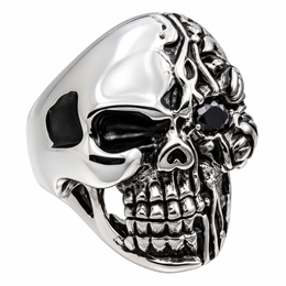 R176 Stainless Steel Half Face Biker Ring