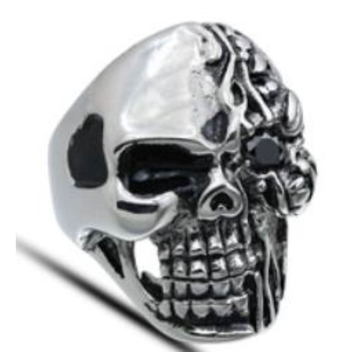 R176 Stainless Steel Half Face Biker Ring Rings Renegade Classics