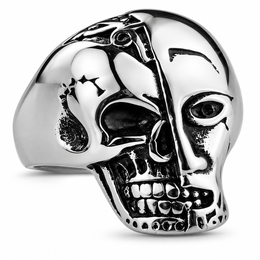 R181 Stainless Steel Terminator Skull Face Biker Ring