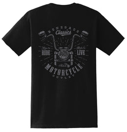 RC Handlebar Black Mens Motorcycle T-Shirt