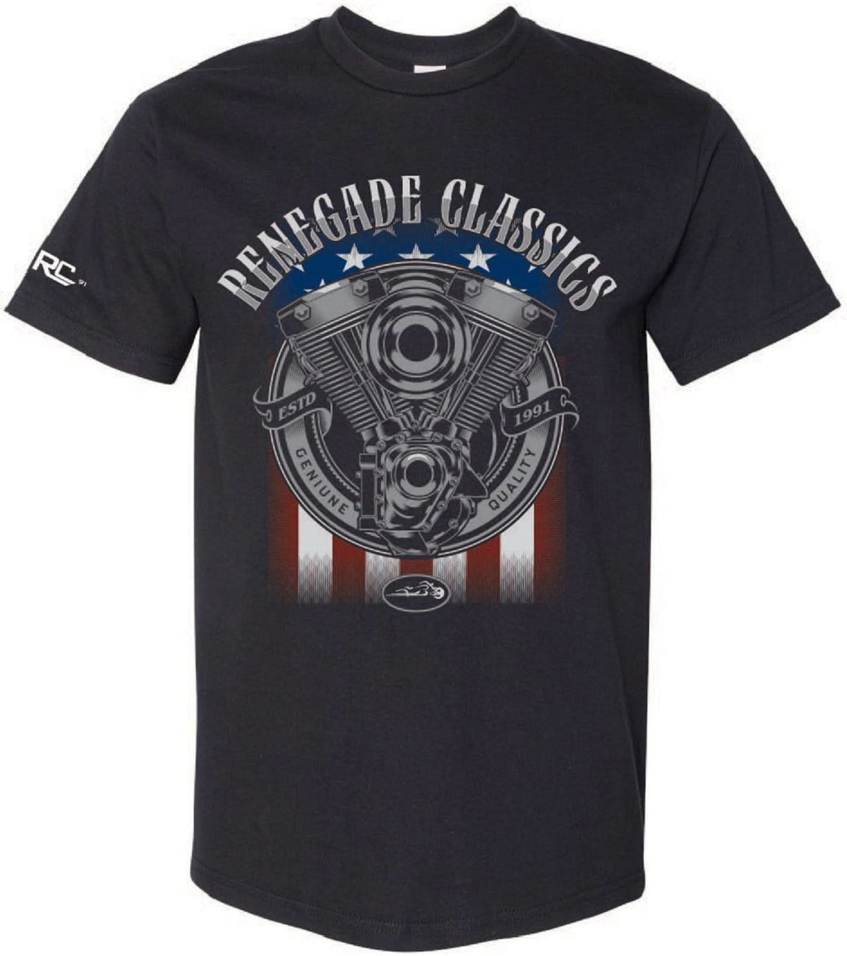 RC Renegade Classics Flag Graphic Mens Motorcycle T-Shirt