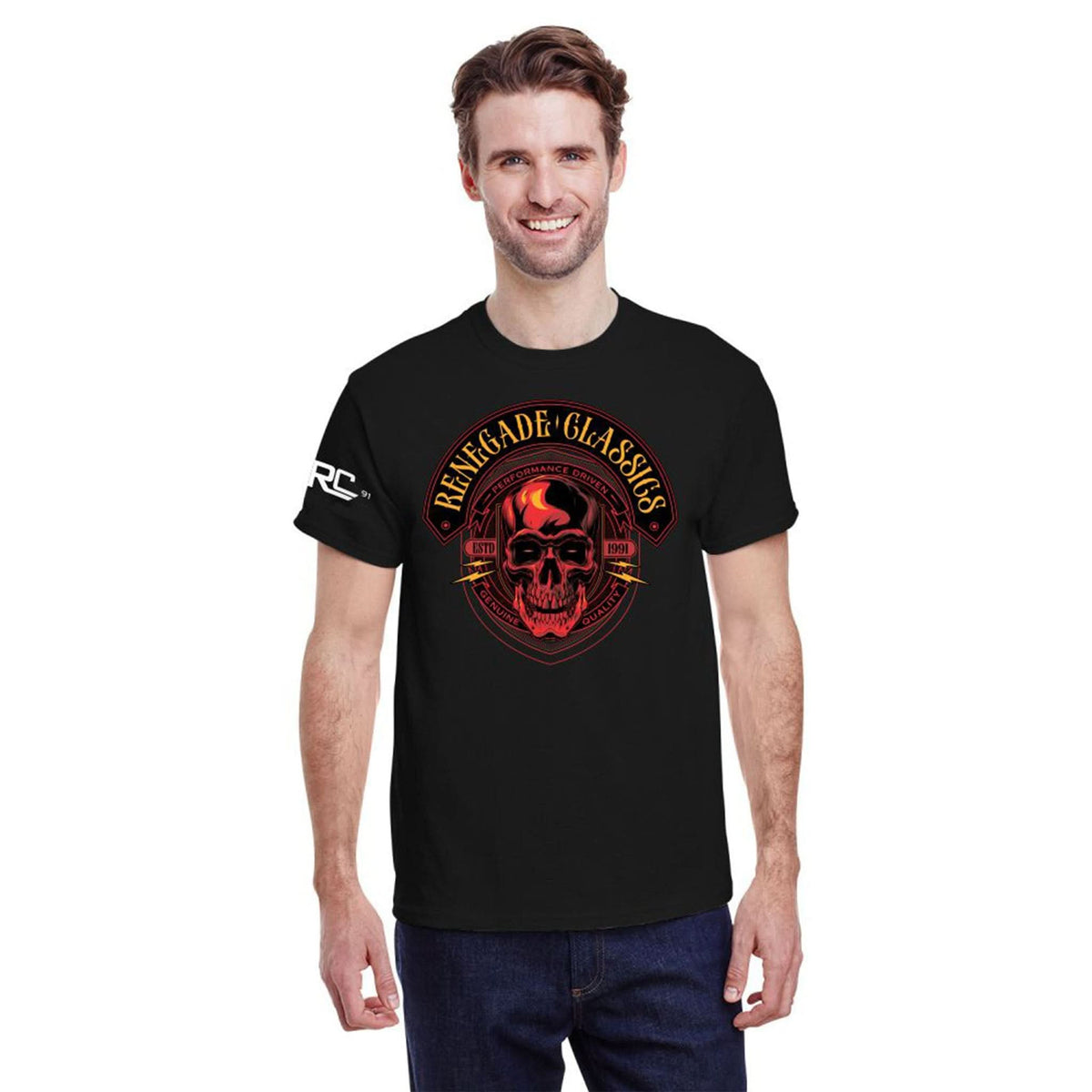 RC Renegade Classics Red Skull Mens Motorcycle T-Shirt