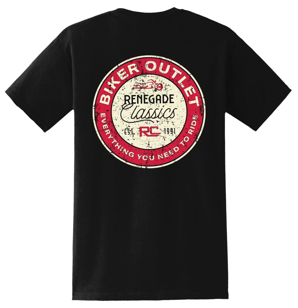 RC Retro Sign Black Mens Motorcycle T-Shirt