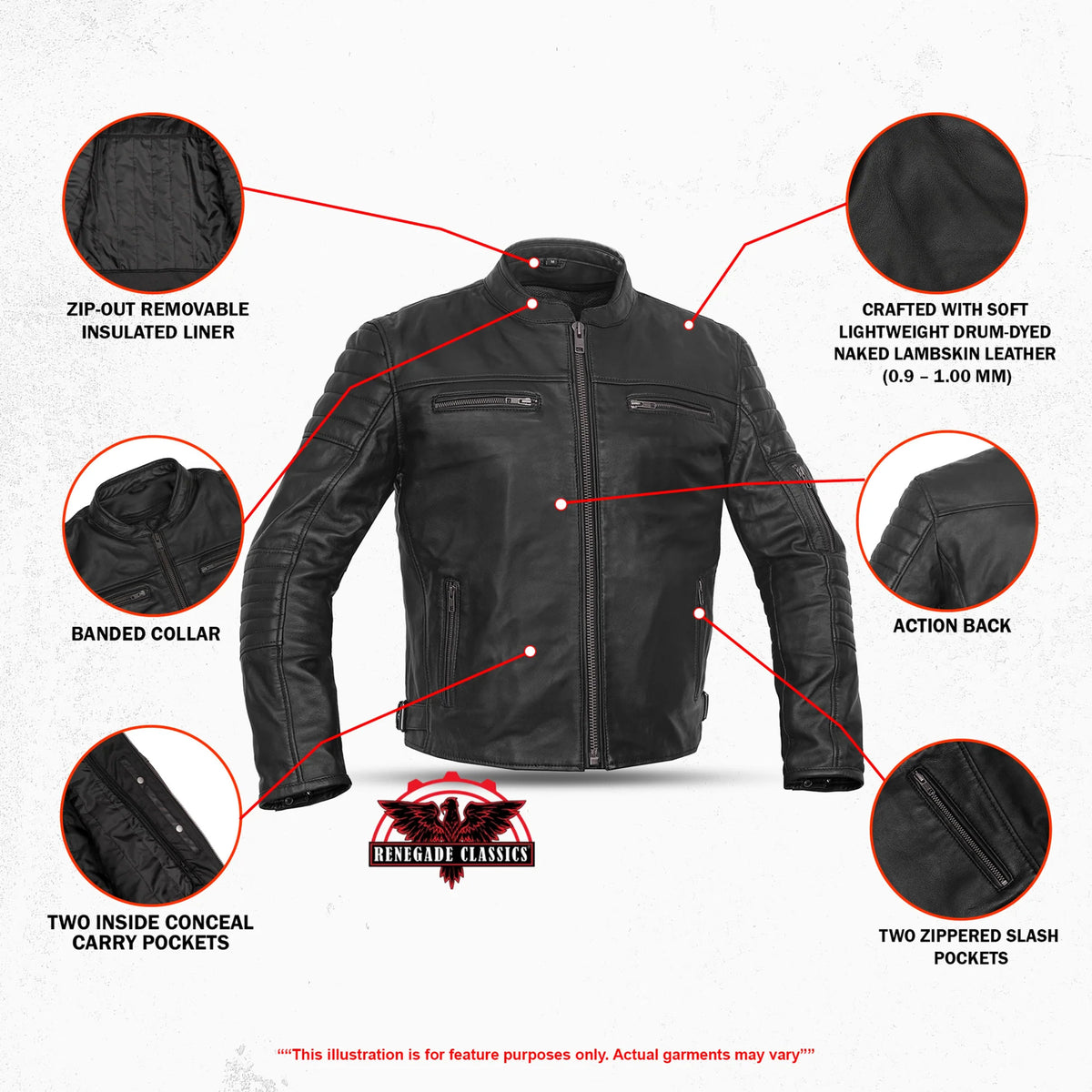 Armada™ Men's Leather Motorcycle Jacket - Features